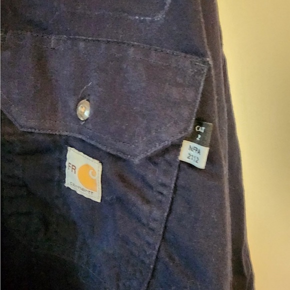 Carhartt FR Flame Resistant 294-20 Men's Size 4 XL Navy Blue LS Work Shirt - Picture 3 of 6